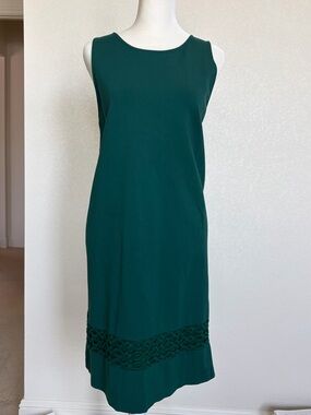 Ann Taylor Emerald Green Sleeveless Midi Shift Dress